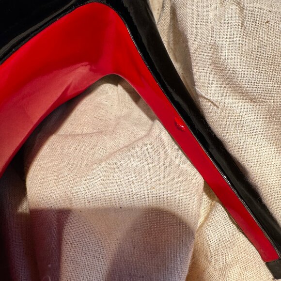 Christian Louboutin Black Patent Platform Pumps Red Sole Size 40 - Picture 3 of 6